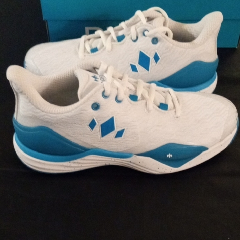Women's DIADEM White and Blue Athletic Court Burst Shoes - Picture 5 of 9